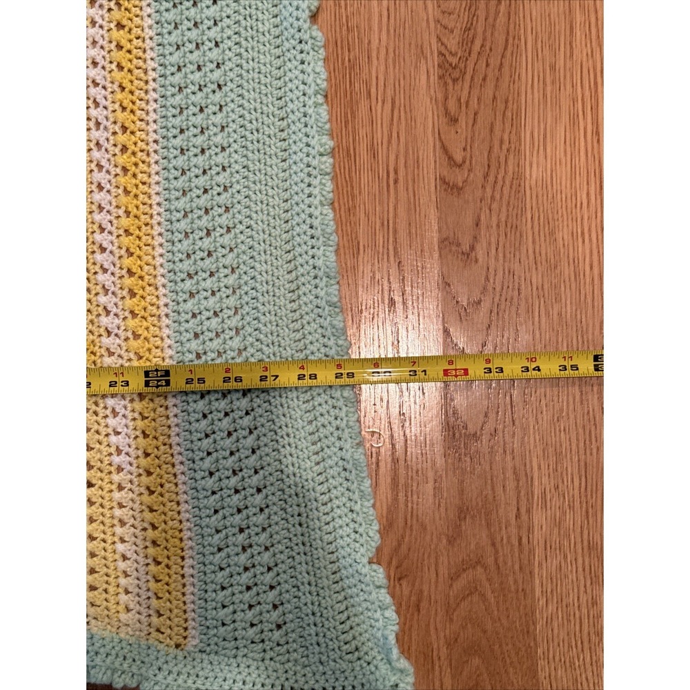 Handmade Crochet Baby Blanket Gender Neutral Stripe Afghan 41" x 29" - Picture 6 of 7